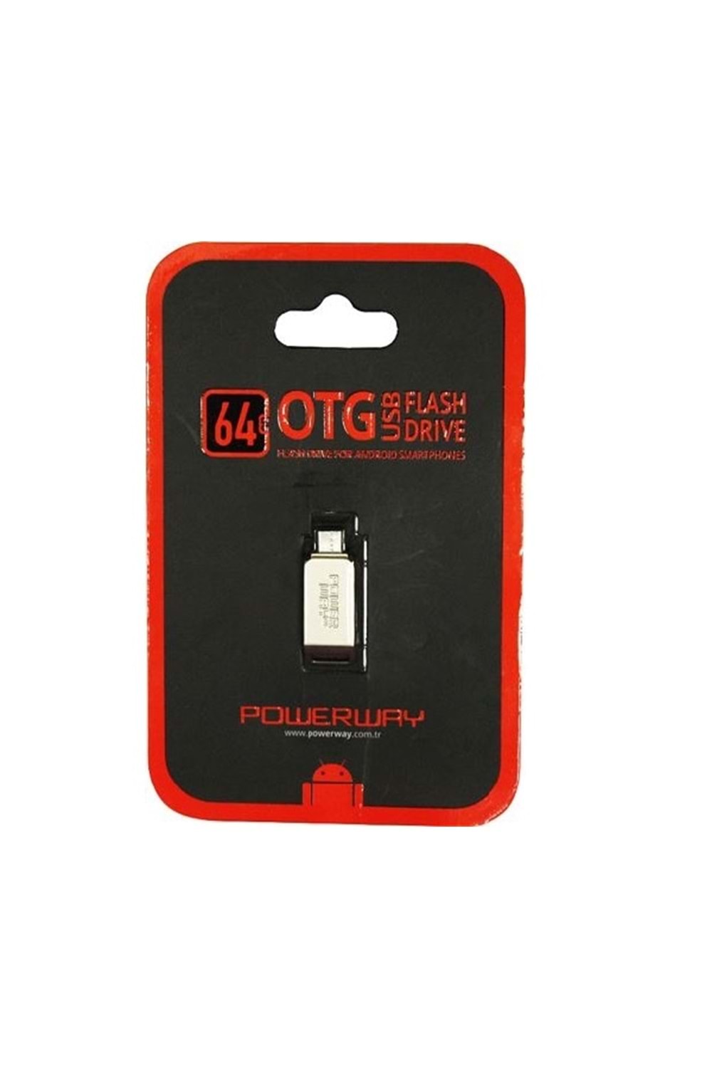 POWERWAY 64Gb Otg (micro Usb) Flash Bellek Metal Kasa