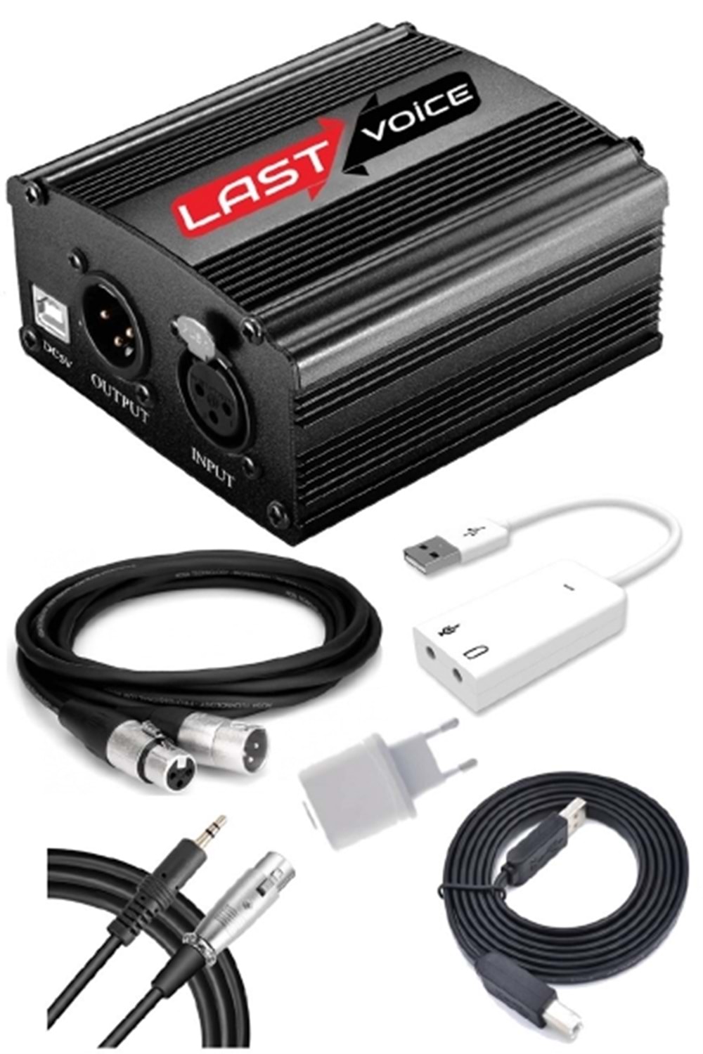 Lastvoce Ph-1000SX +48V Usb Phantom Power SesKartı (XLR Kablo 7.1 Kart 3.5 mm Jack Kablo Adaptör #alosat