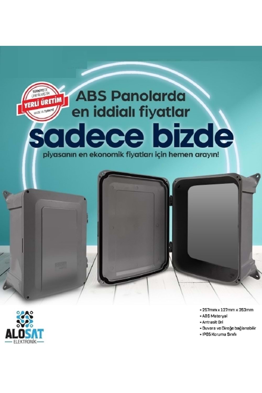 RBOX PLASTİK ABS PANO ANTRASİT GRİ 31.8x23x11.6CM