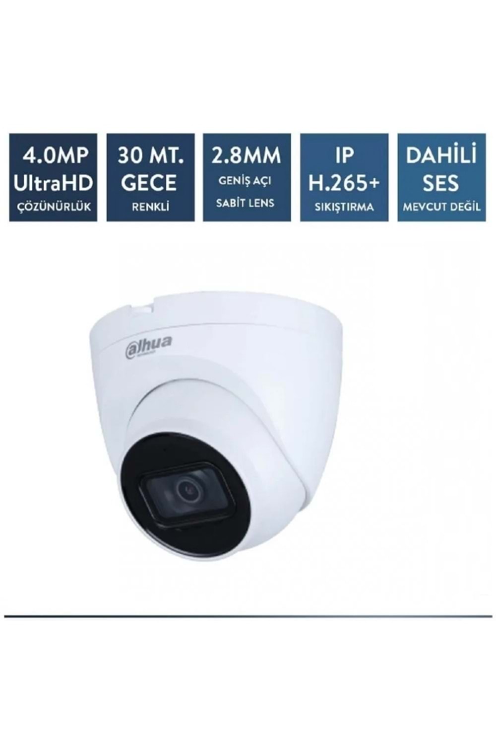 DAHUA IPC-HDW1431T-AS-0280B 1/3 CMOS 4MP 2.8mm POE Sesli Dome IP Güvenlik Kamera