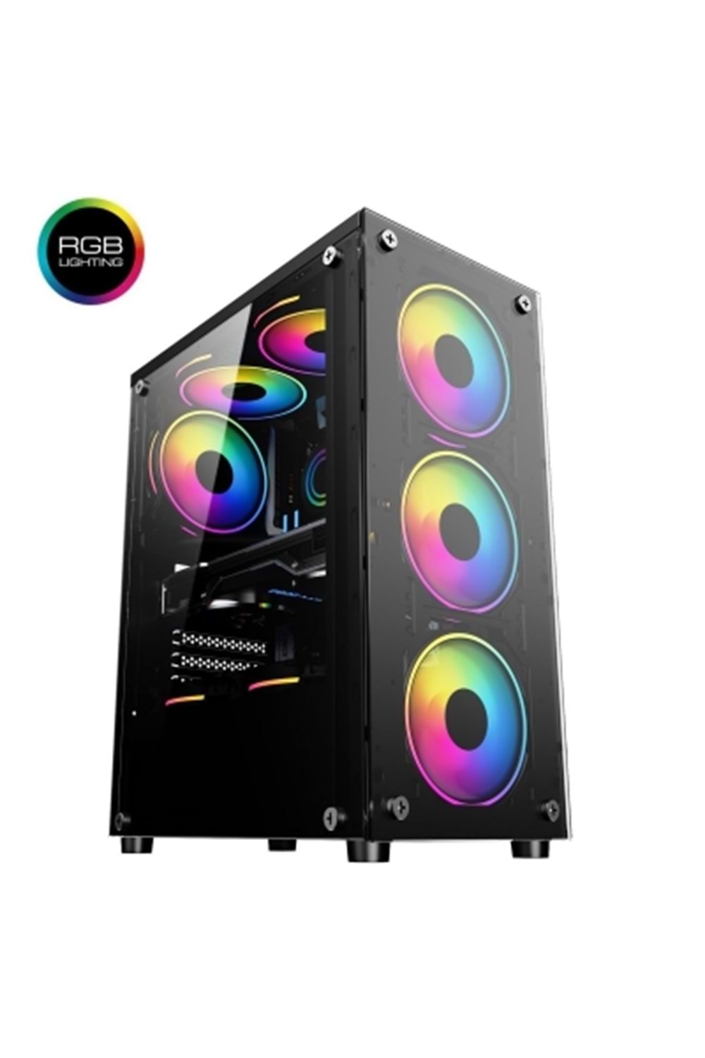 Revenge Clear 6 RGB Fanlı Temperli Cam Panel Boş ATX Bilgisayar Kasası Gaming Oyuncu Bilgisayar Kasası