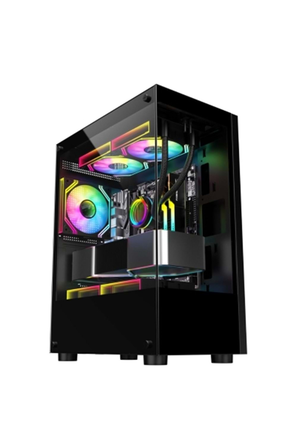 Revenge Crystal Midi Tower 3 RGB Fanlı Temperli Cam Panel Gaming Oyuncu Bilgisayar Kasası