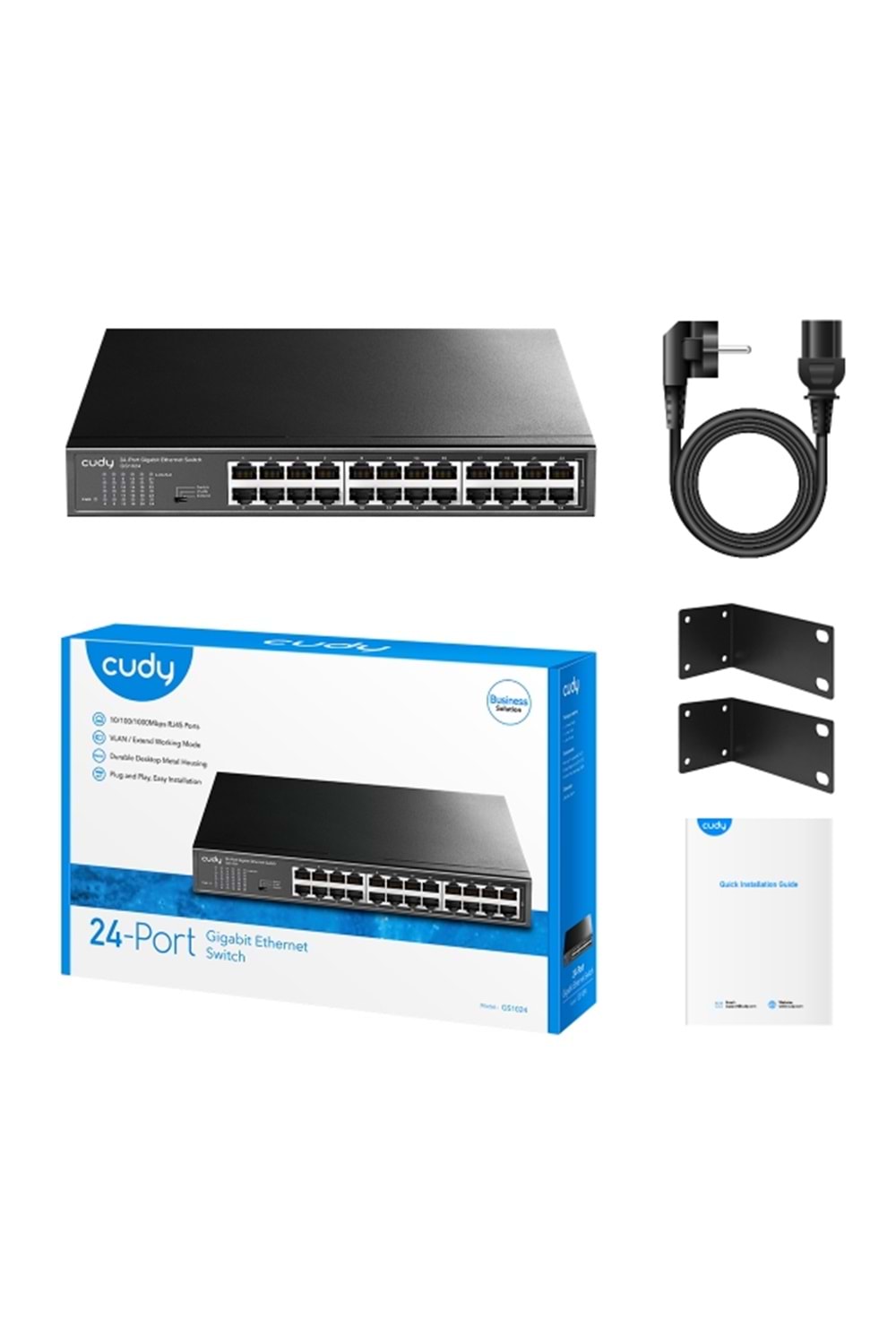 CUDY GS1024 24 Port 10/100/1000 Yönetilemez Rack mount Metal Kasa Switch