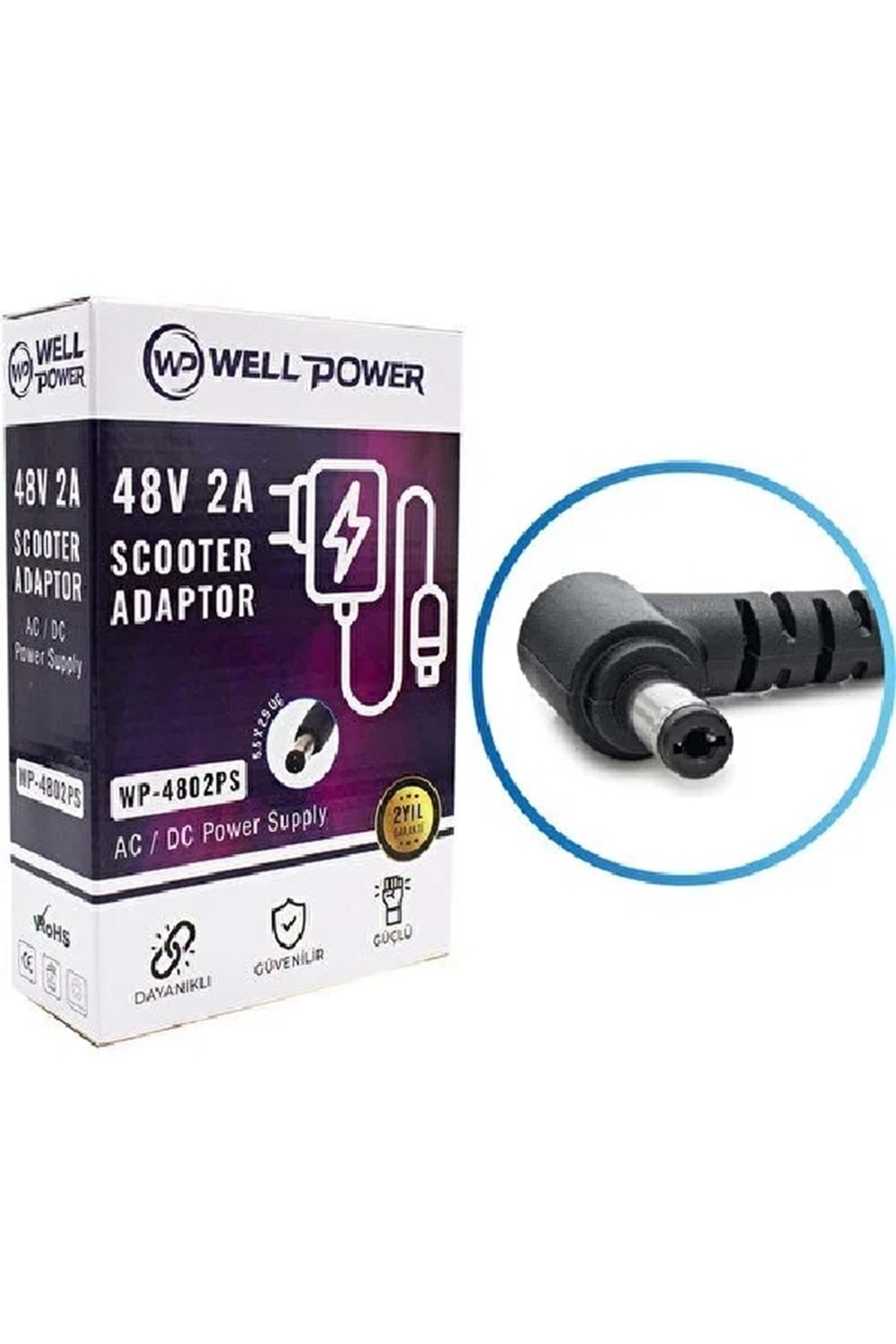 Wellpower 48Volt 2 Amper Scooter Hoverboard Şarj Adaptörü WP-4802PS