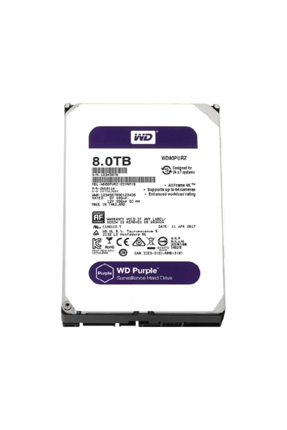 8TB Distribütör WD Purple 3,5