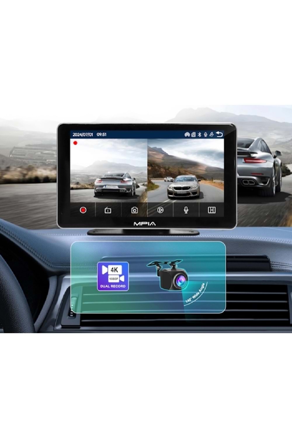 MPIA M88D Araç İçi Kamera Android Auto Apple Car Play Arka Geri Görüş Kamera 7