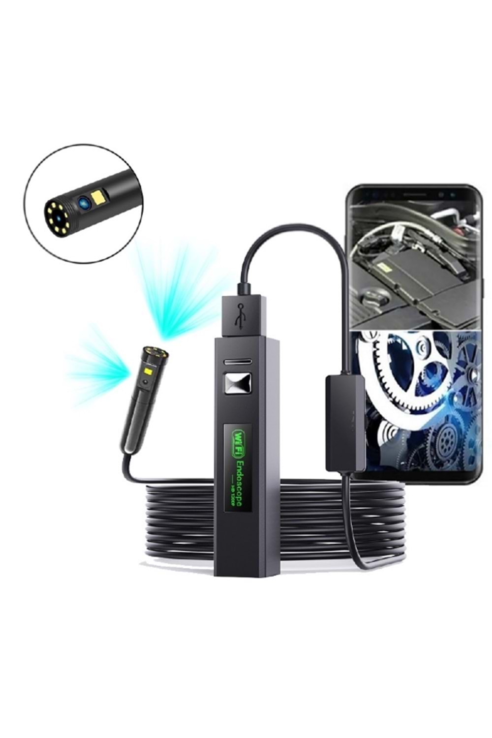 ALOSAT Y-8596 Wifi 10METRA 3 Lensli Yılan kamera IPHONE / ANDROİD