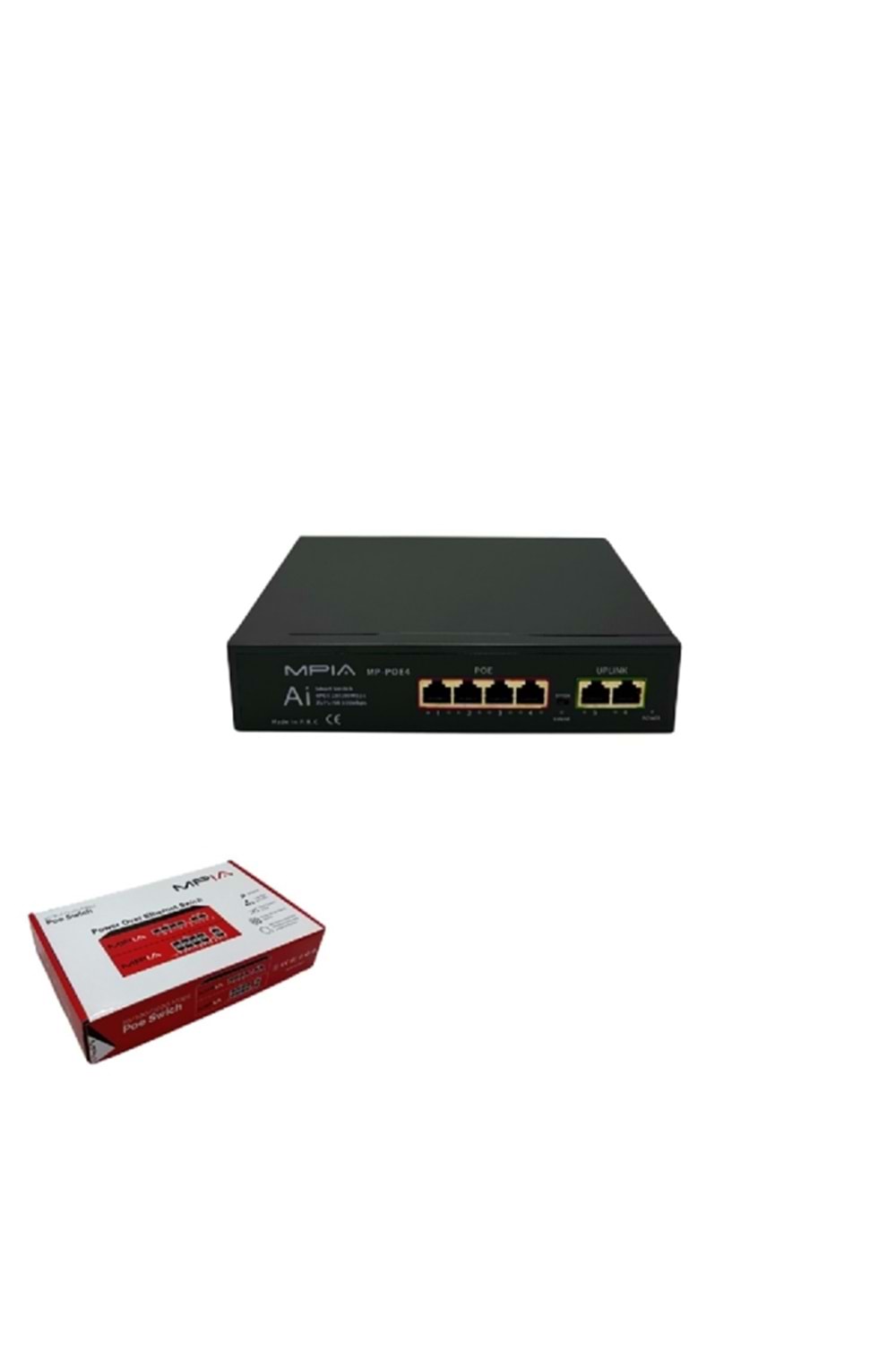 MPIA MP-POE4 65W 10/100 Mbps 4 Port Metal Kasa Poe Switch