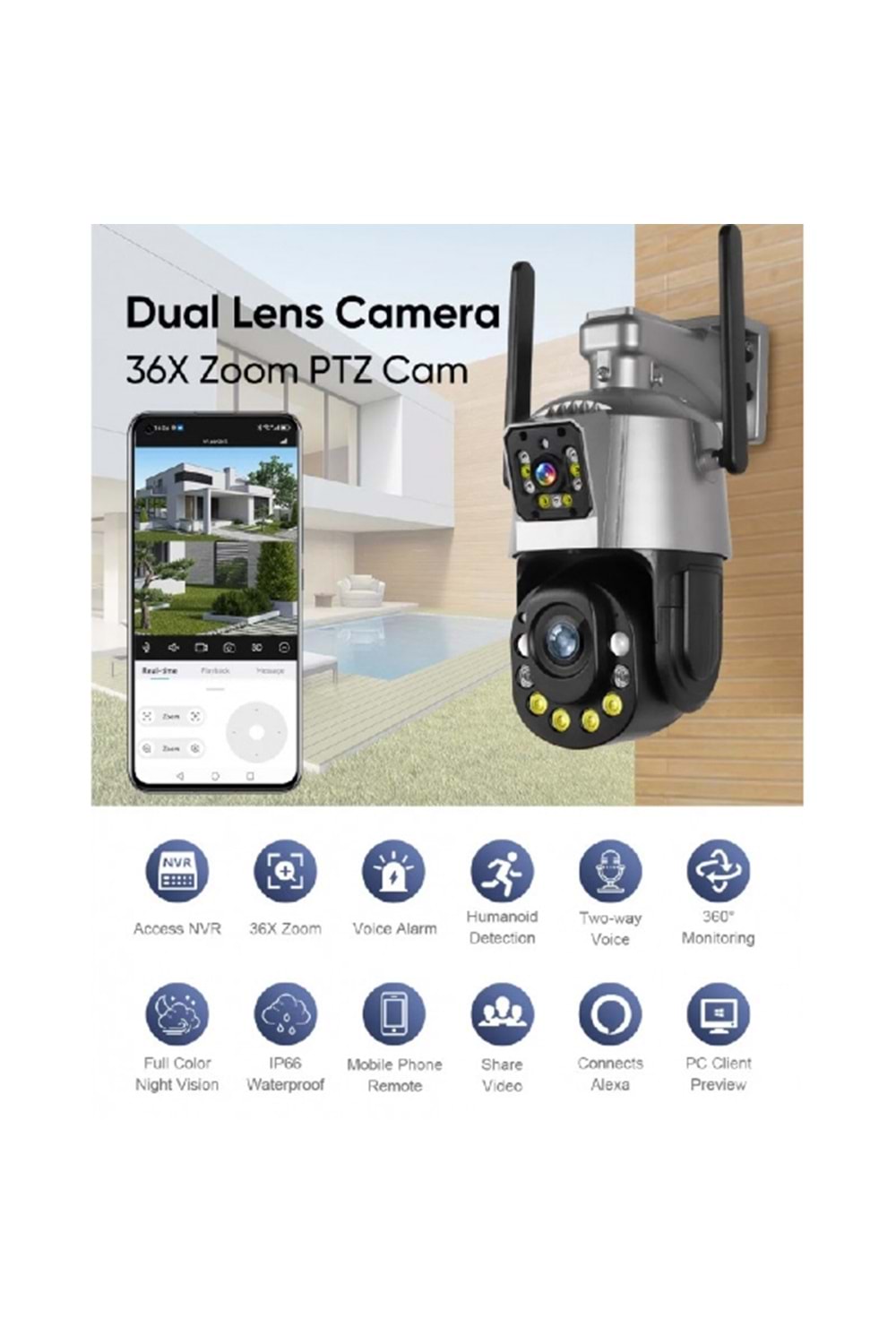 ALOSAT SR36X OPTİK ZOOMLU WİFİ KABLOSUZ KAMERA