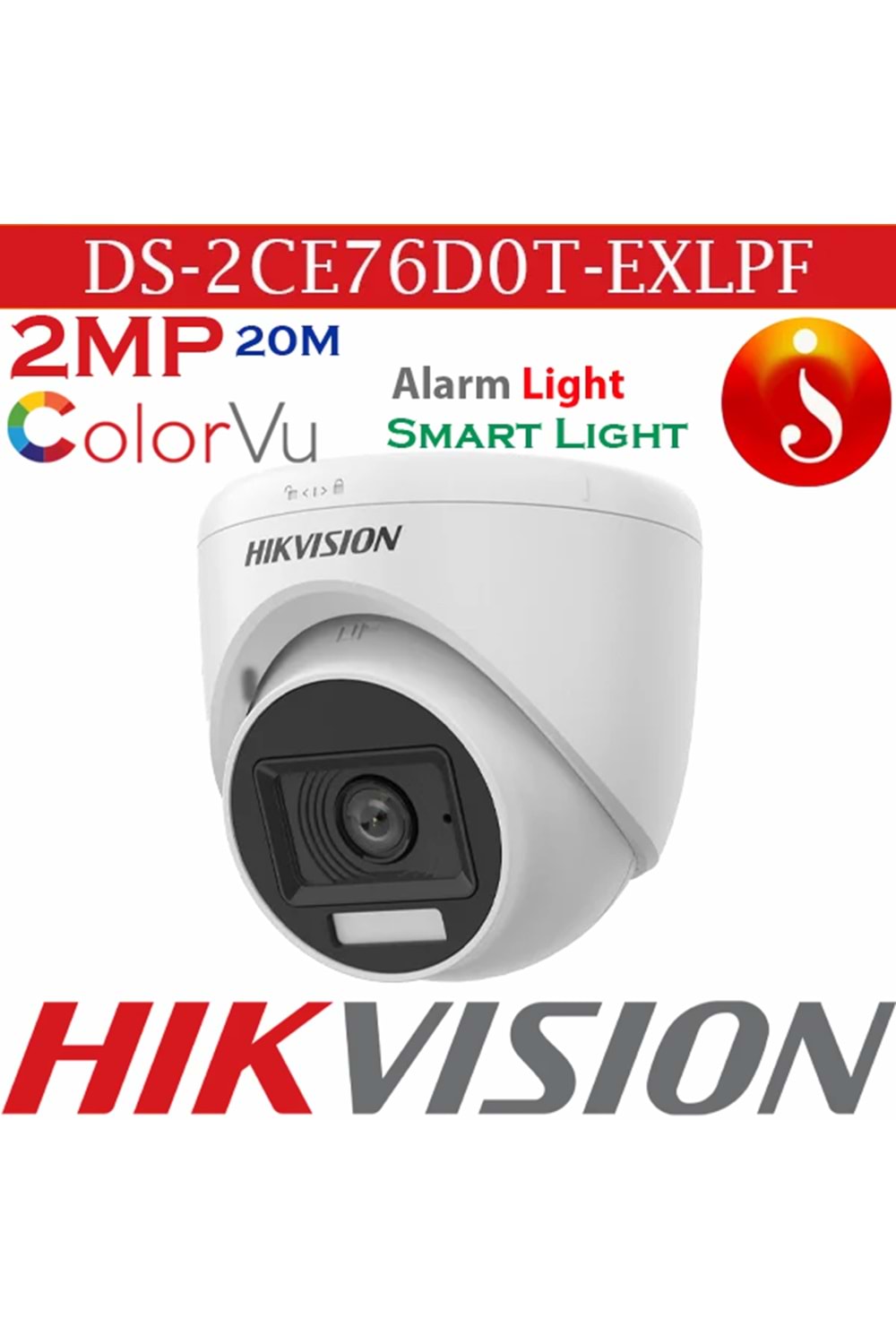 HIKVISION Ds-2ce76d0t-exlpf 1080p, 2,8mm, Akıllı Hibrit Işık (20MT) Dome Kamera