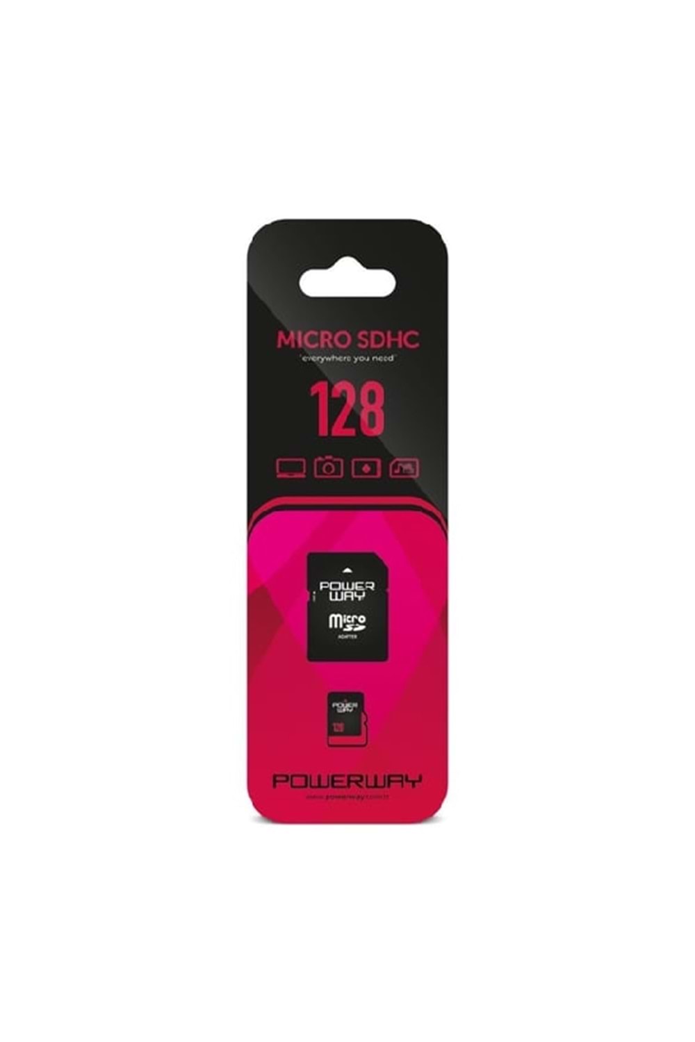 POWERWAY 128GB Micro Sdhc Sd Hafıza Kartı Adaptörlü, Mikro Sd
