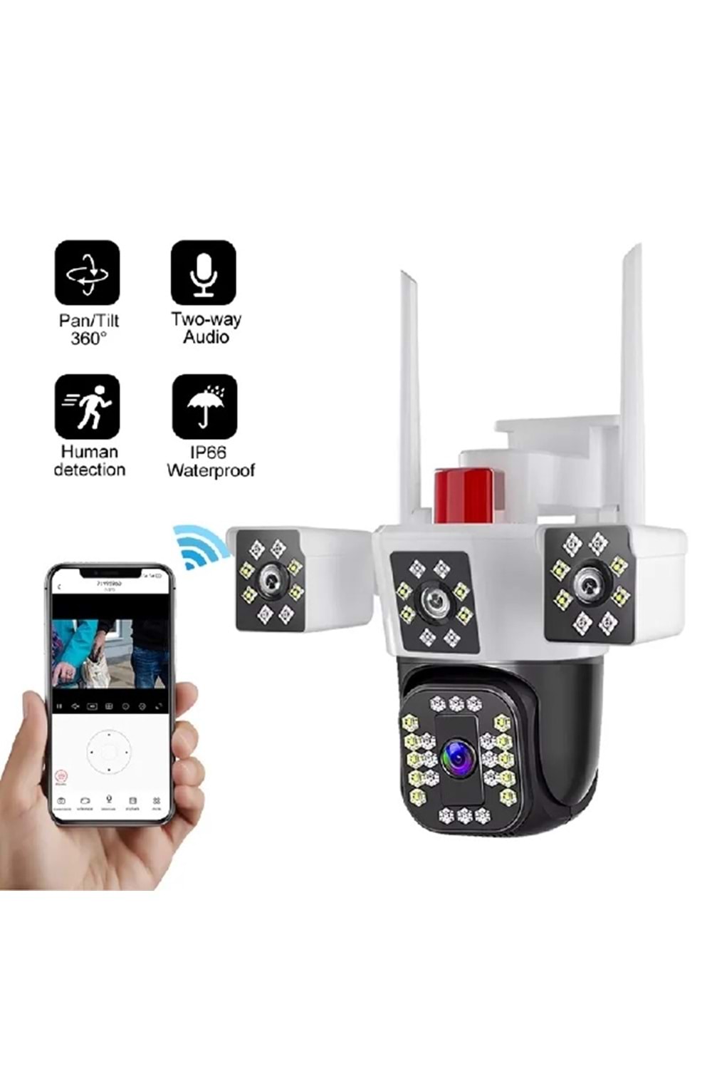 ALOSAT W-8456 6MP HD ev güvenlik 3kamerası gerçek üçlü Lens açık kablosuz WIFI kamera 3 ekranlar monitör YOOSEE akıllı PTZ IP kamera YOOSEE UYGULAMASI