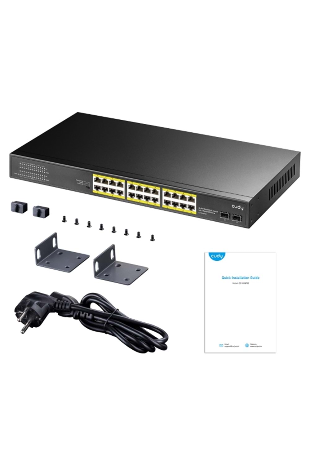 CUDY GS1028PS2 24 Port 10/100/1000 Yönetilemez 2 SFP (1GB) Rack mount (24 Port Poe+) 300W Switch