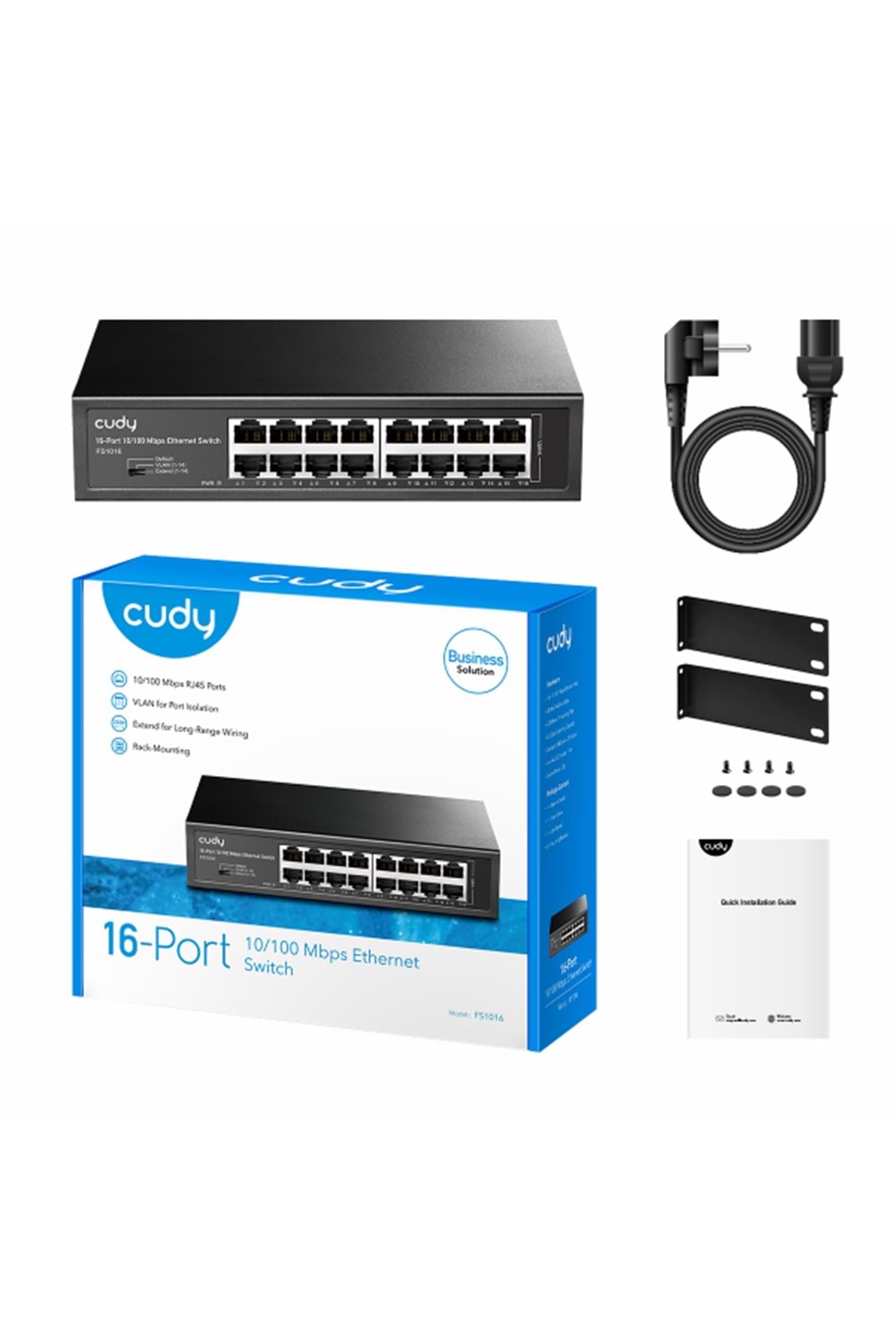 CUDY FS1016 16 Port 10/100 Yönetilemez Rack mount Metal Kasa Switch