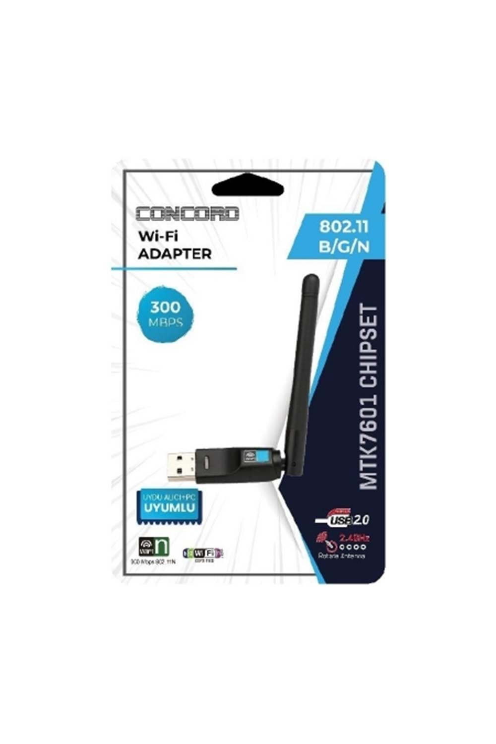 Concord W-7 Uydu Alıcı ve Pc Uyumlu 300 Mbps Wireless USB Adaptör