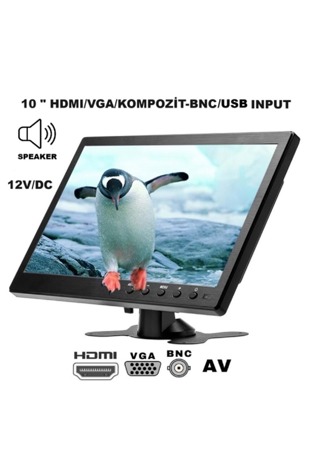 ALOSAT MY1085 10 INCH 12V HDMI/VGA/AV/BNC/USB INPUT SESLİ MONİTÖR