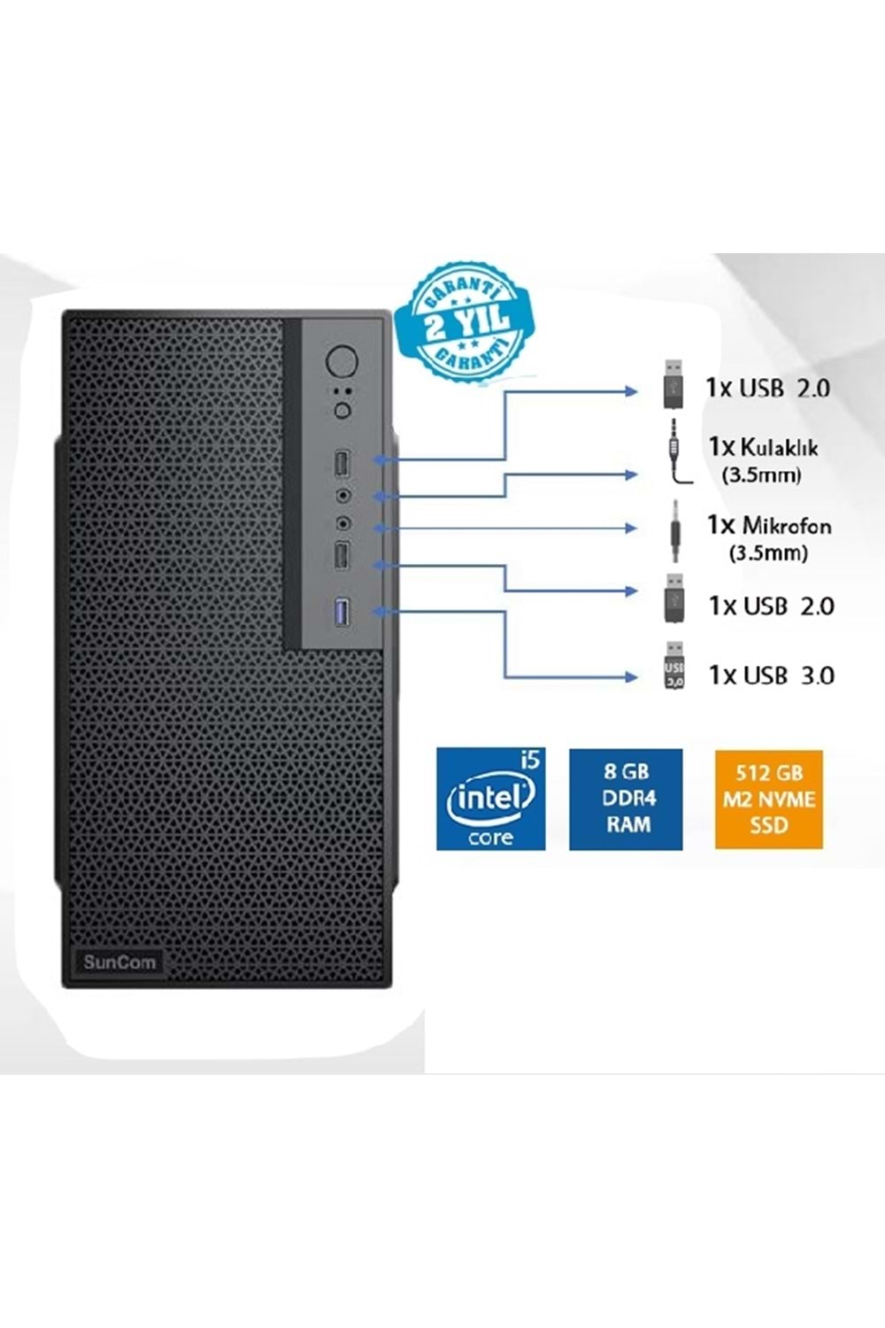 ALOSAT i5-8500 8GB 512GB SSD O/B DOS Sıfır 2 Yıl Garanti