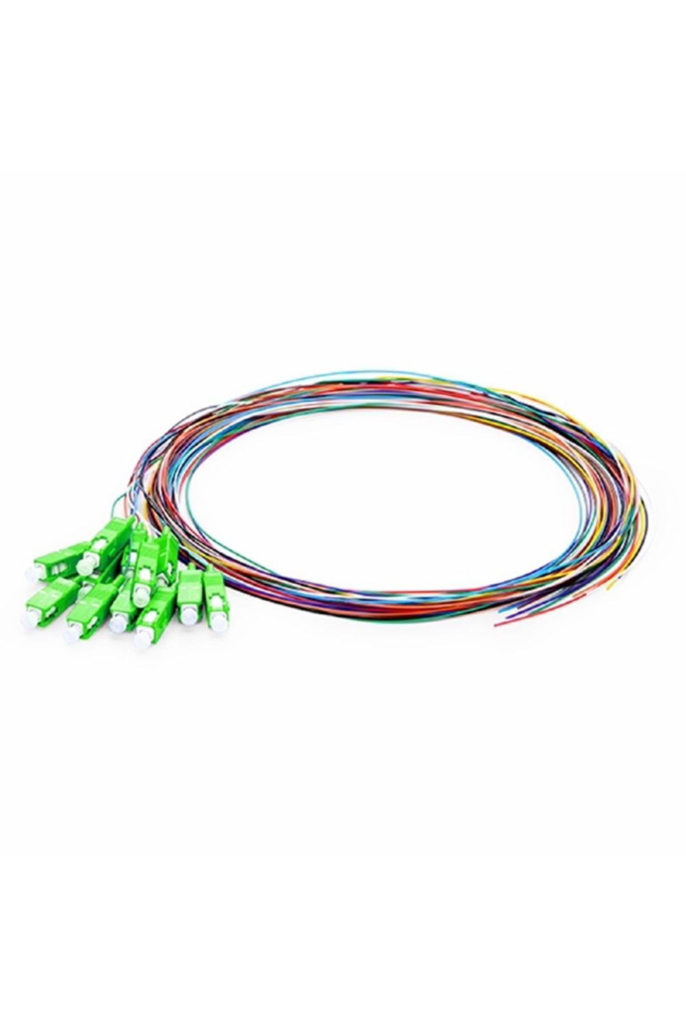 12 Color Fiber Optik Pigtail Single Mode SC APC - Easy Strip - 1.5Metre