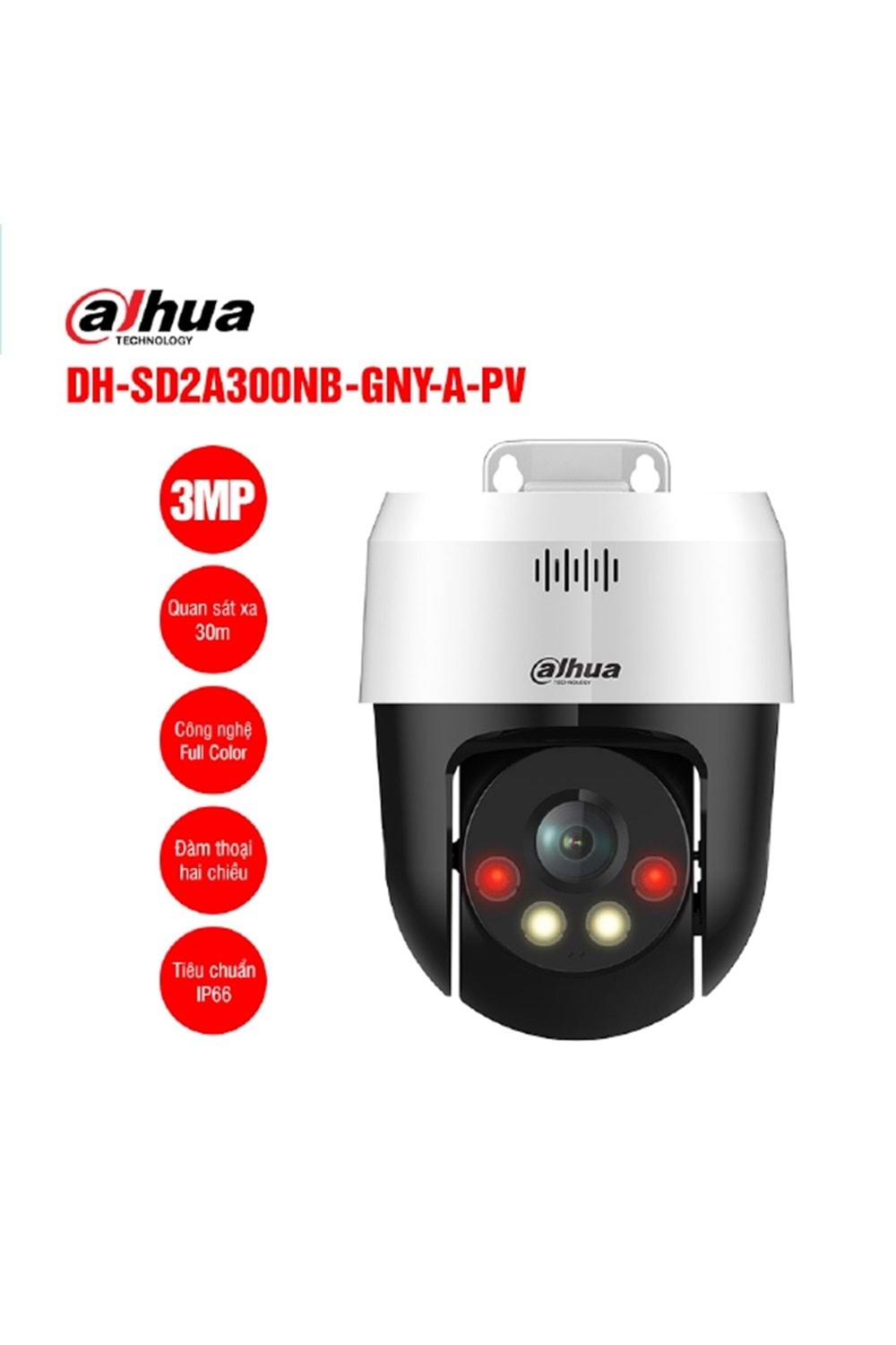 Dahua SD2A300NB-GNY-A-PV 3MP 4mm Sesli Dual Light PT IP Kamera