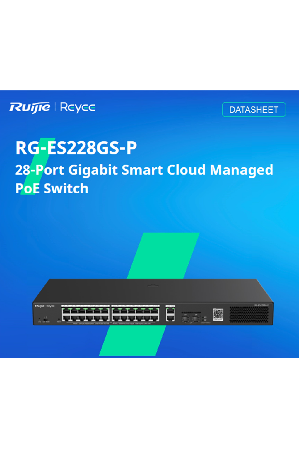 RUIJIE RG-ES228GS-P, 28-Portlu Gigabit 370Watt Akıllı Bulut (Cloud) Yönetilen PoE Anahtarı