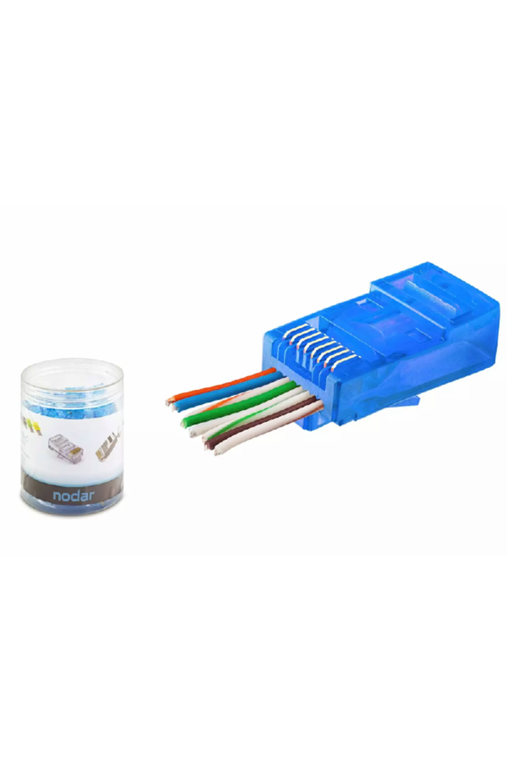 NODAR ND2404 CAT6 EZ RJ45 Konnektör 100 Adet Plastik Kutu - Mavi