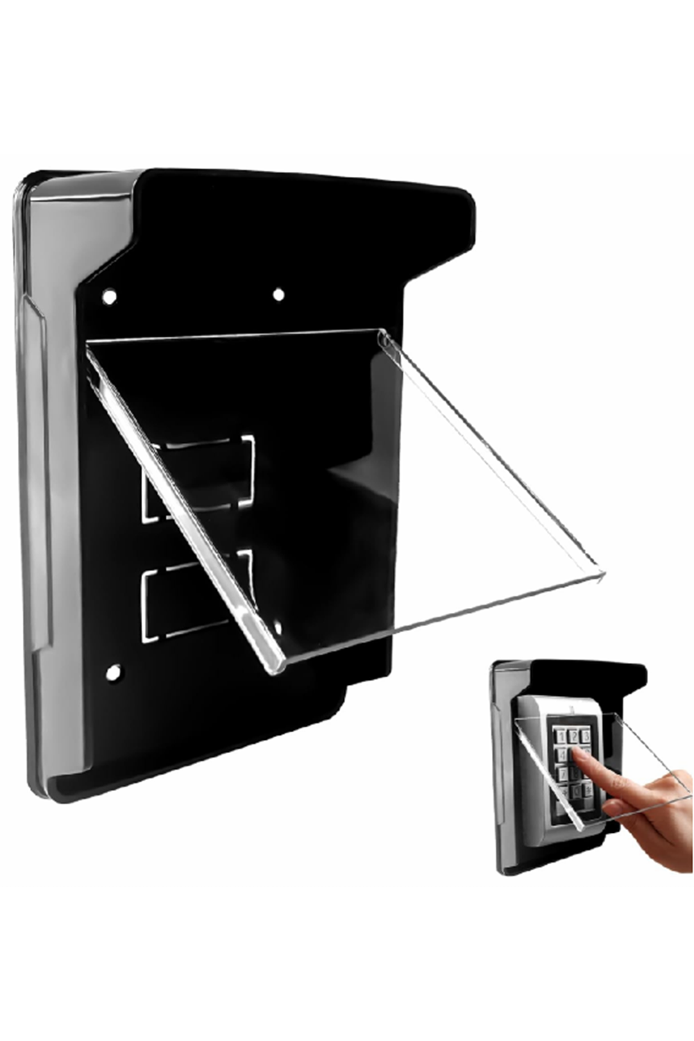 ALOSAT Kapı Zili Kapak Flip Cap Kapı Zili Yağmur Koruması Hava Koruması Erişim Kontrol Klavyesi Kapağı, Parmak İzi Erişim Kontrolü, Yağmur Geçirmez Kapak, Kapı Kilidi Koruması, Siyah