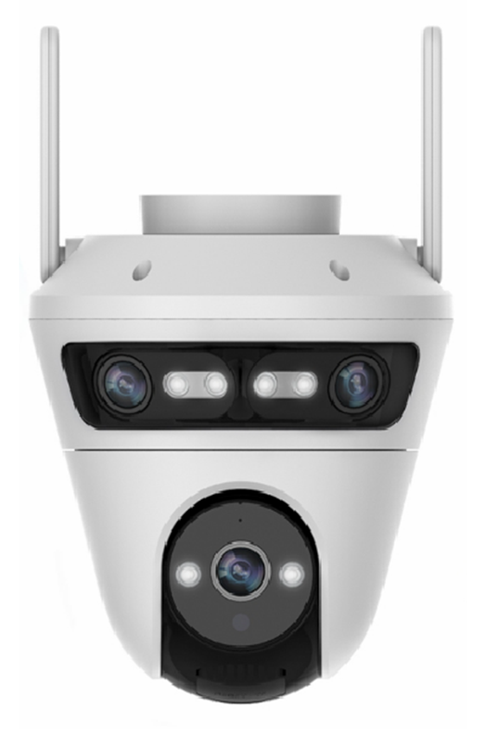 ICAM365 Q362 4K Su Geçirmez Güvenlik Kamerası, 3 Lens, 3 Ekran, Çift Yönlü Ses, 10x Zoom, iCAM365 Uygulaması, Beyaz.