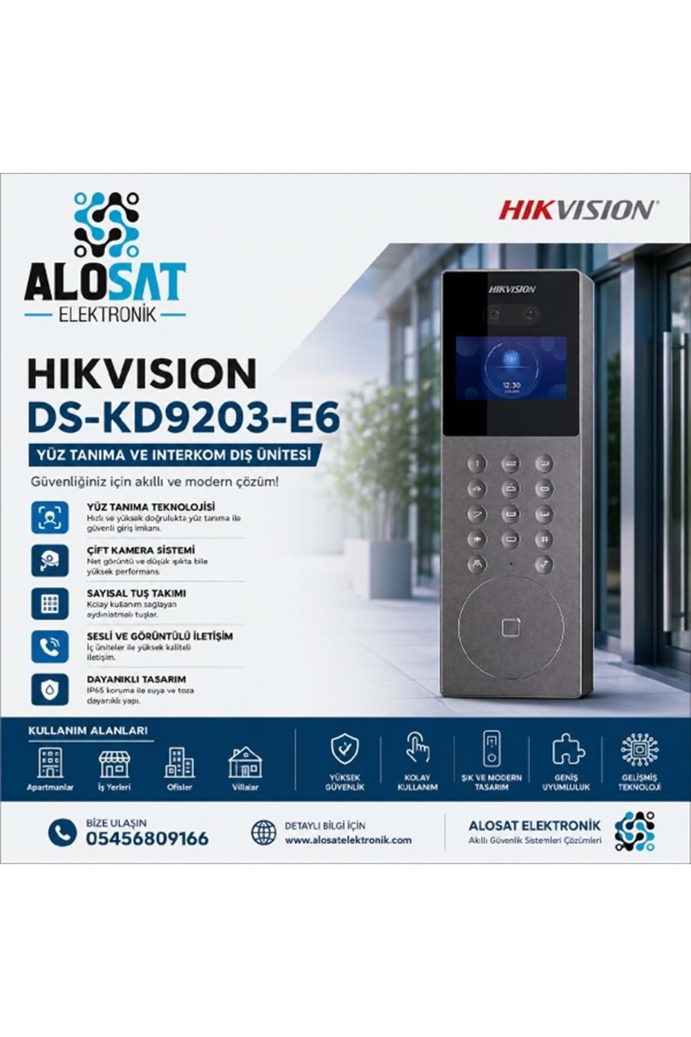 HIKVISION DS-KD9203-E6 YÜZ TANIMA ve İNTERKOM DIŞ ÜNİTE