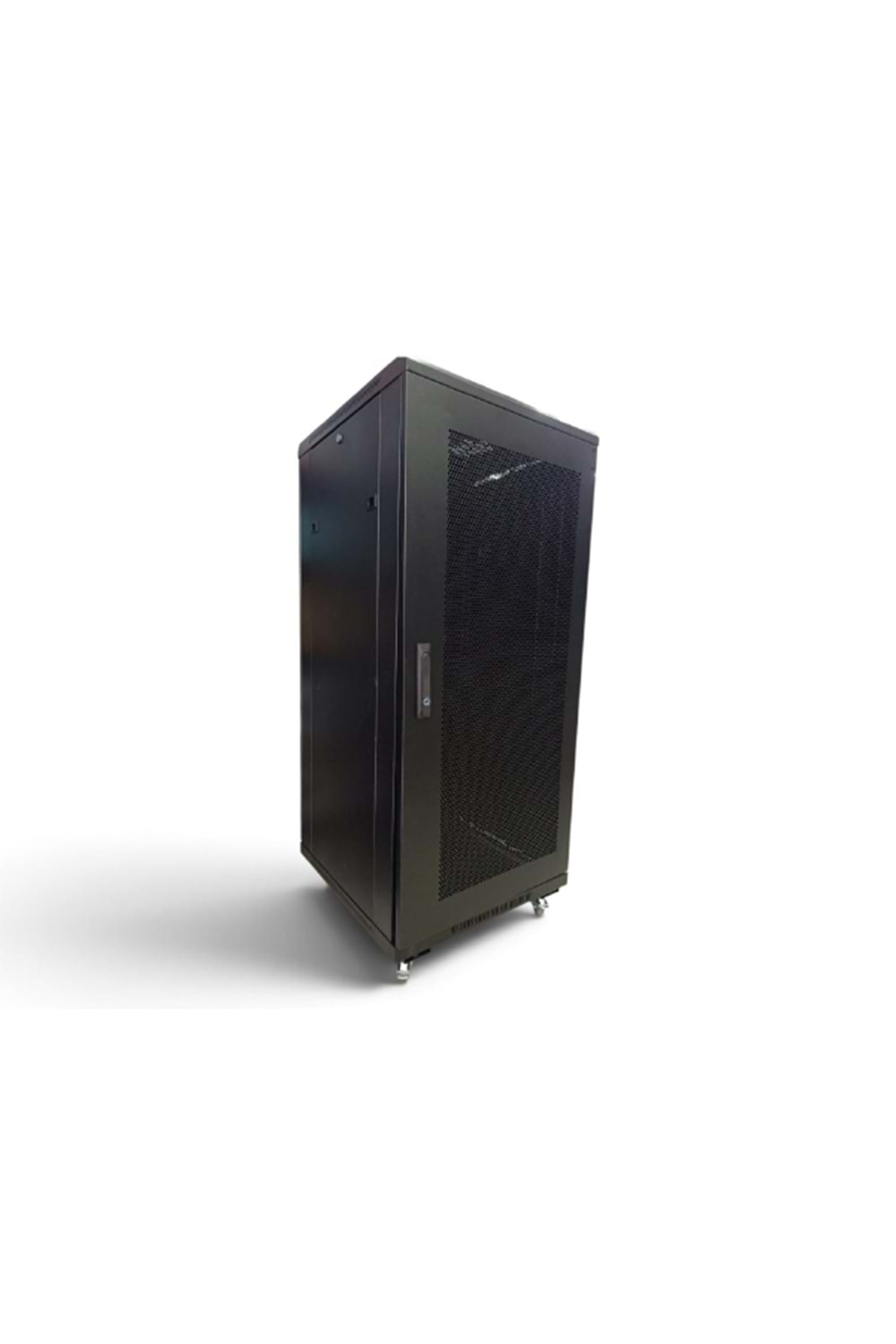 ALOSAT 32U 600X600 Hyperline Dikili Tip Rack Kabinet (Siyah) (Ön Cam Kapak / Tekerlekli)
