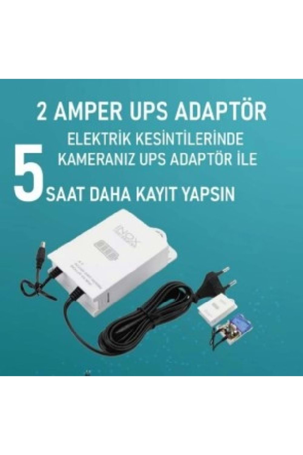 inox 12volt 2 Amper Upsli Lityum Bataryalı Adaptör (woltaj korumalı)