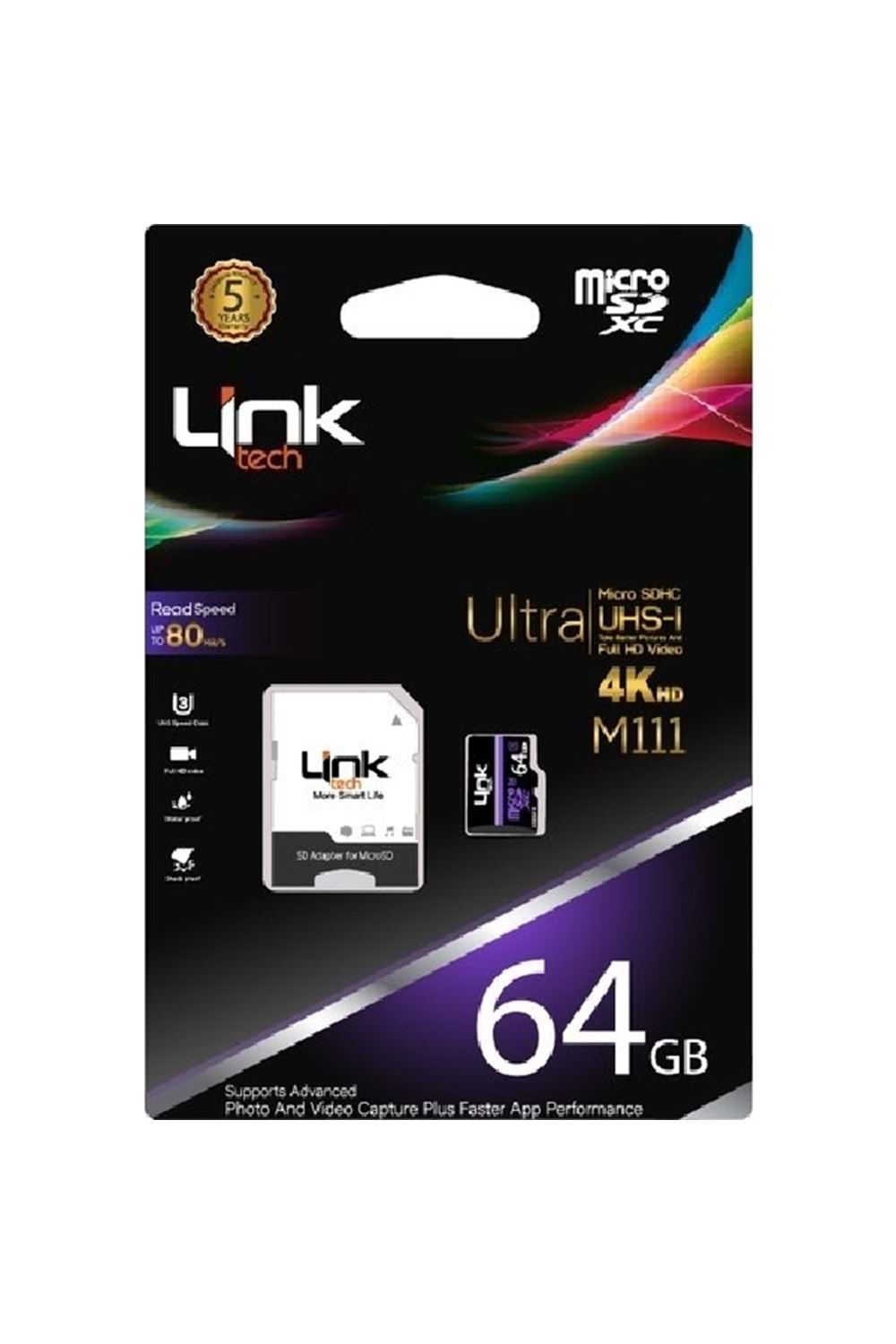Linktech LMC-M111 64GB MicroSDHC Class 10 Hafıza Kartı + AdaptörLinktech