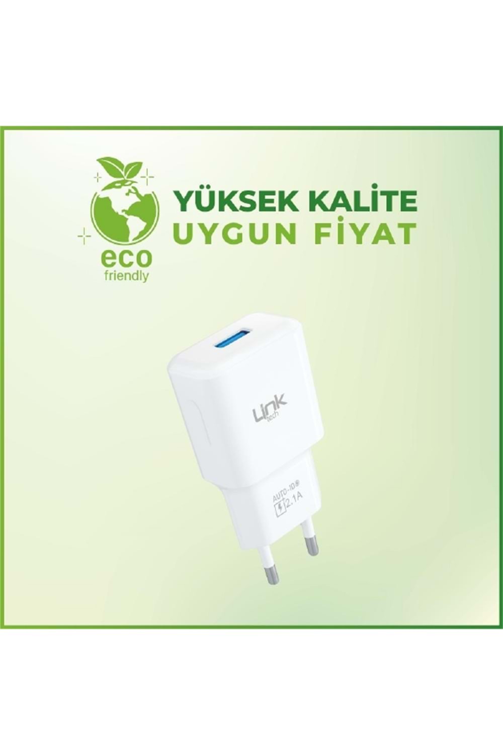 LinkTech T444e Strong Eco Auto-ID Şarj Adaptörü (Başlık) 2.1A
