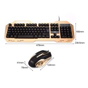 Polygold PG-8014 Işıklı Oyuncu Klavye Mouse Seti