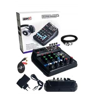 Midex MDX-999 Stüdyo Kayıt İçin Ses Kartlı +48V Phantomlu Kayıt Mikseri