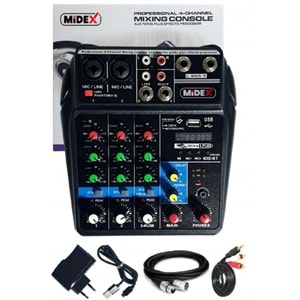 Midex MDX-999 Stüdyo Kayıt İçin Ses Kartlı +48V Phantomlu Kayıt Mikseri