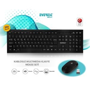 Everest KM-6121 Beyaz Kablosuz Q Slim Klavye + Mouse Set