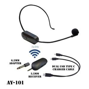 Microphone Wireless Bando UHF 2.4G Receiver Imam Masjid CS Tour Guide - Mic AY 101