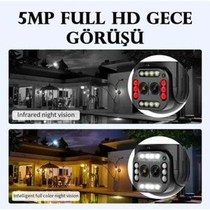 yoosee YS-16 DUAL CAM 5MP 1080P FULL HD 4K Çift Lensli Kızıl ötesi Gece Görüşlü Güvenlik kamerası