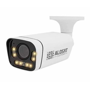 ALOSAT IP 4MP P4-7545SMW8 Dahili ses IP Bullet Kamera Gece Renkli 8Warm Light LED SESLI POE IP H.265 4Mp 2304x1296P Full HD3,6 MM 5Mp Sabit Lens, 75 Metre Gece/GündüzP