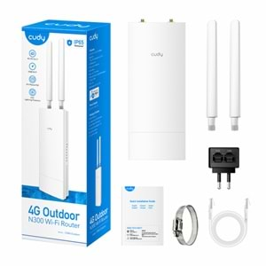 CUDY LT400 Outdoor_EU 1 Port 10/100Mbps 300mbps 4 Anten Outdoor 4G RouterOutdoor 4G LTE N300 WiFi Router, Cat.4, 300Mbps Wi-Fi, build-in 4G LTE modem, lightning protection, IP65 Waterproof, 10/100M RJ45, 2 x Detachable 4G Antennas, 24V passive PoE ad