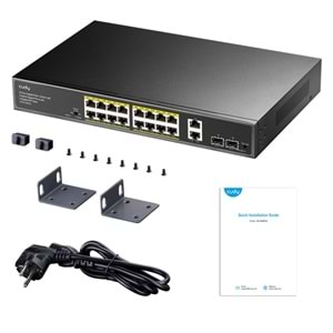 CUDY GS1018PS2 16 Port 10/100/1000 Yönetilemez +2 Port Gb. 2 SFP (1GB) Rack mount (16 Port Poe+) 200W Switch