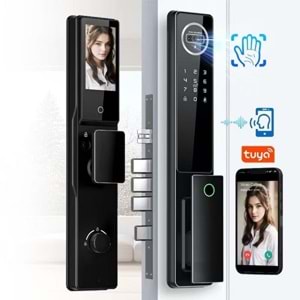 ALOSAT KL6085 MOTORLU KİLİT YÜZ TANIMA , PARMAK İZİ, KART, TUYA SMART LİFE AKILLI KAPI KİLİT SETİ