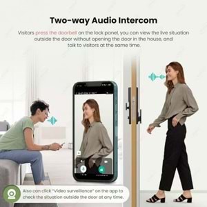 ALOSAT KL6085 MOTORLU KİLİT YÜZ TANIMA , PARMAK İZİ, KART, TUYA SMART LİFE AKILLI KAPI KİLİT SETİ