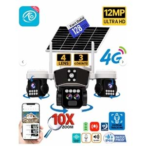 O-KAM 9095 128GB 12MP 10X Zoom 4 Lens 3 Ekran UltraHD 4G Solar Akıllı Güvenlik Kamerası