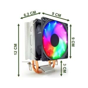 Snowman M200 2 Bakır Borulu Cpu Soğutucu Fan Rainbow