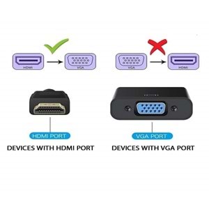 HDMI to VGA Dijital - Analog Monitör Çevirici Dönüştürücü