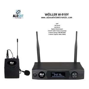 WÖLLER W-910Y UHFTek KanalLed EkranDigital Modülasyon3 Farklı Sabit Frekans SeçeneğiFrekans Aralığı: 500-590 MHzFrekans Tepkisi: 40Hz-18KHz