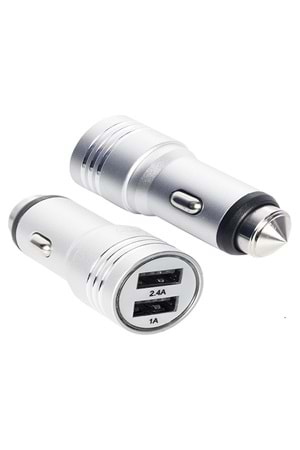 POWERWAY X-633 ÇİFT USBLİ 2.4 AMPER METAL ÇAKMAKLIK ARAÇ ŞARJ CİHAZI