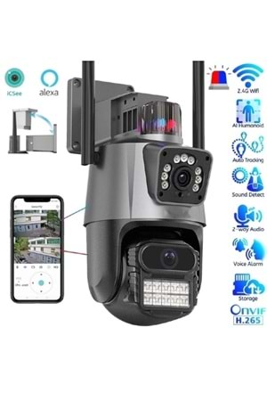 YG DESIGN WIFI IP Kamera YK-P2042 3 MP Sabit 3 MP Hareketli Sensör Siren Dış Ortam Speed Dome Akıllı Kamera