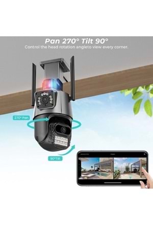 YG DESIGN WIFI IP Kamera YK-P2042 3 MP Sabit 3 MP Hareketli Sensör Siren Dış Ortam Speed Dome Akıllı Kamera